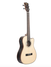 Load image into Gallery viewer, Kala Solid Spruce Top and Ebony Baritone Ukulele Cutaway w/pickup KA-SSEBY-B-CE