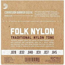 Load image into Gallery viewer, D'Addario EJ32 Folk Nylon Ball-end Guitar Strings .28 to .45 Black Trebles