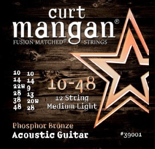 Curt Mangan Phosphor Bronze 12-String Guitar Strings 39001 (Med-Light 10-48) - Jakes Main Street Music