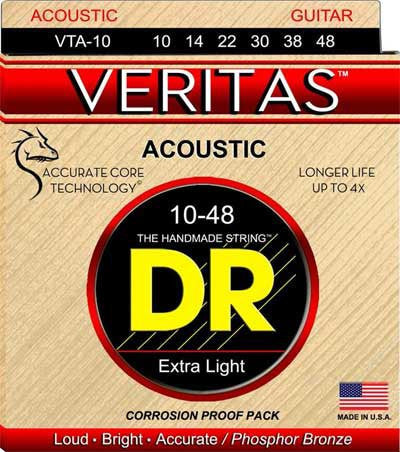 DR Strings VTA-10 10-48 Veritas Phosphor Bronze Hex-Core Extra Light - Jakes Main Street Music
