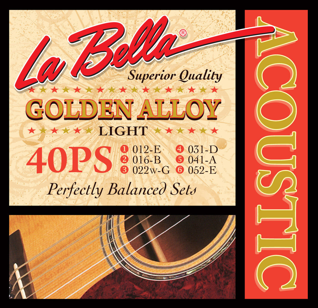 LaBella 40PS Golden Alloy Acoustic Strings - Light - Jakes Main Street Music