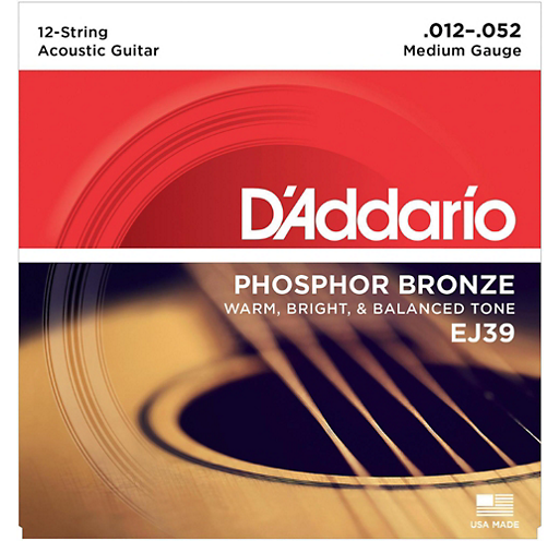 D'Addario Medium Gauge 12-String Guiar Strings 12-52 EJ39