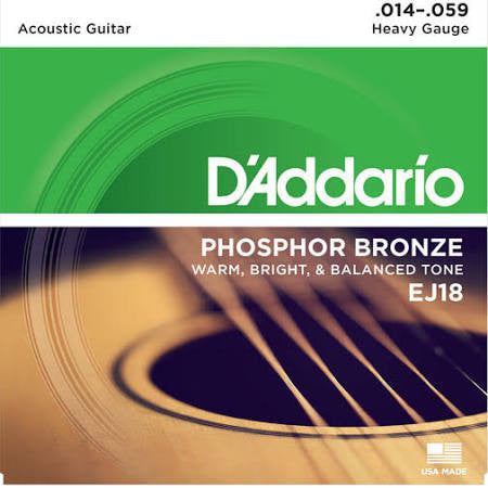 D'Addario EJ18 Phos. Bronze Acoustic Guitar Strings - Heavy - Jakes Main Street Music