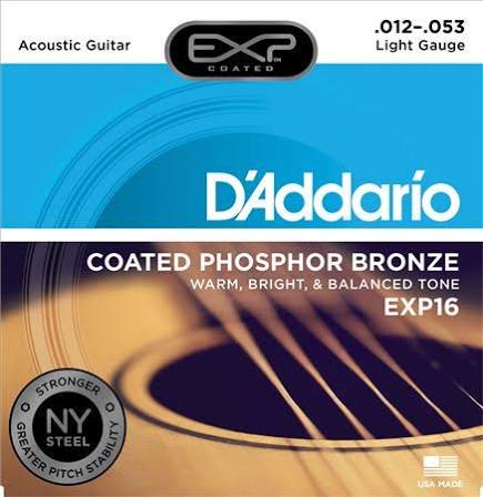 D'Addario EXP16 Coated Phosphor/Bronze Light Gauge Guitar Strings 0.12 to 0.53 - Jakes Main Street Music