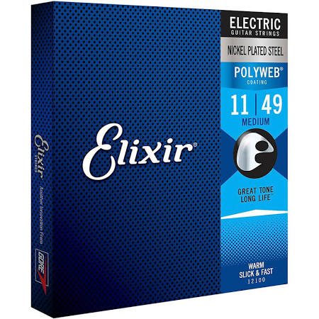 Elixir Polyweb Electric Guitar Strings -Medium 12100 Gauges .11 to .49 - Jakes Main Street Music