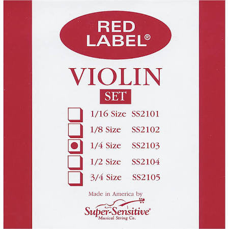 Super Sensitive Red Label 2103 Violin Strings - 1/4 - Jakes Main Street Music